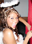 Angelic teen pulls out santas dick for some suckin