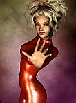 Nice Blonde Sadie in red shows her curvy body