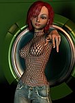 Cute redhead Melanie in the jeans and fishnets