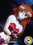 Redhead hentai girl in a red matching lingerie set