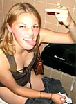 Snotty coed gets caught taking a piss at a party