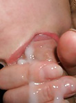 She slobbed his knob til he blew it in her mouth
