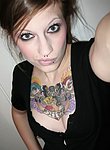Slutty little emo chick flashing her hot goth pussy and teen titties